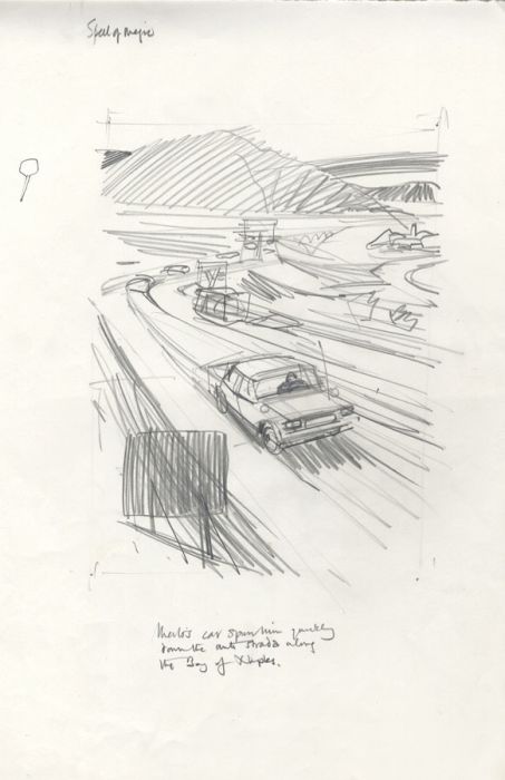 Paul Sharp - Mid 20th Century Graphite Drawing, Auto Strada, Bay of Naples
