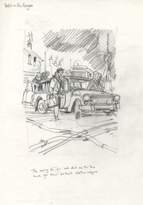 Paul Sharp - Mid 20th Century Graphite Drawing, At the Station Wagon