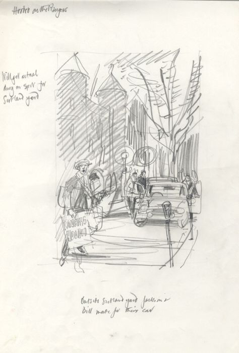 Paul Sharp - Mid 20th Century Graphite Drawing, Outside Scotland Yard