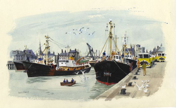 Paul Sharp - Mid 20th Century Watercolour, Trawlers Fueling from Tankers