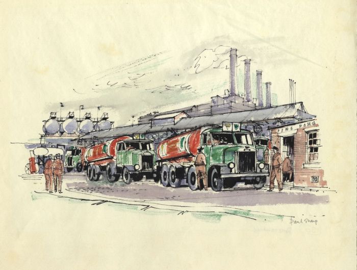 Paul Sharp - Mid 20th Century Watercolour, Road Tankers