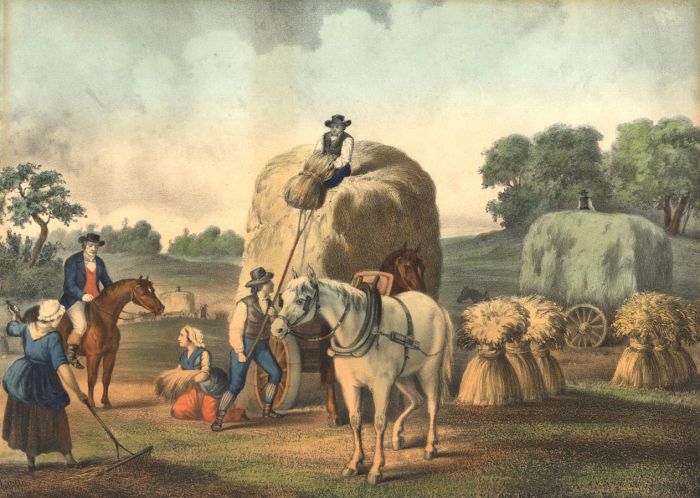 19th Century Lithograph - Harvest Scene