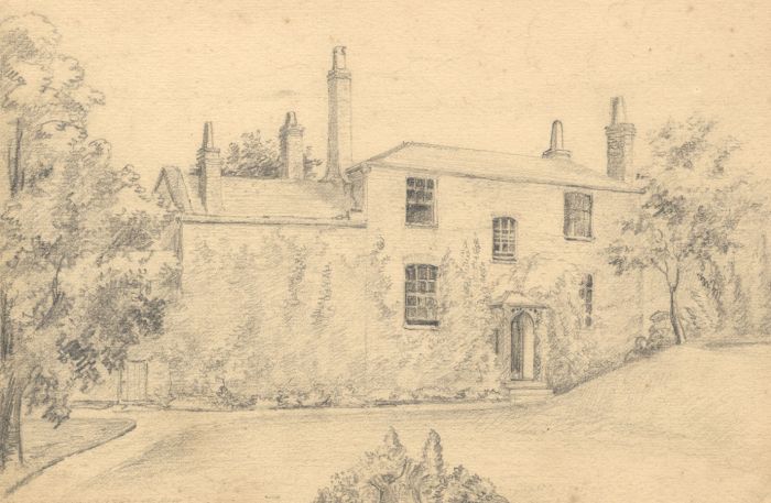 Alice M.A. Baumgartner - 19th Century Graphite Drawing, House in Grounds