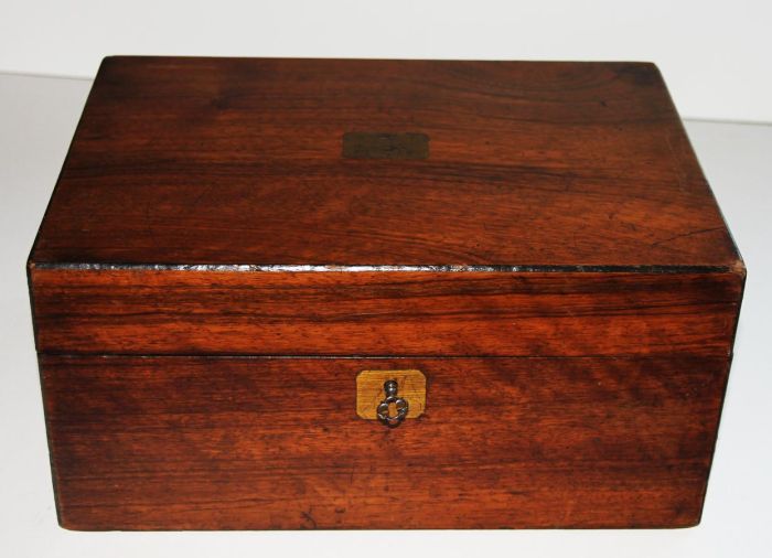 19th Century Antique Brass Inlaid Jewellery Box