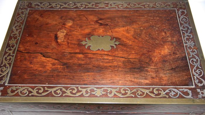 Early 19th Century Writing Slope - Brass Inlaid Rosewood Writing Slope