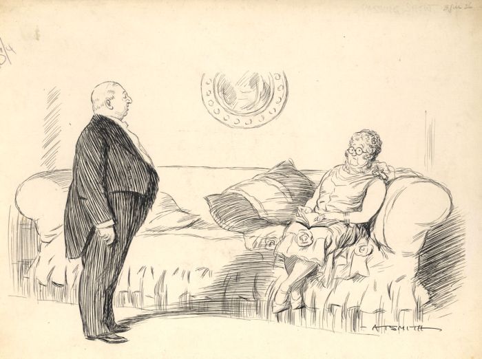 A. Talbot Smith - 1926 Pen and Ink Drawing, Original Cartoon, The Passing Show