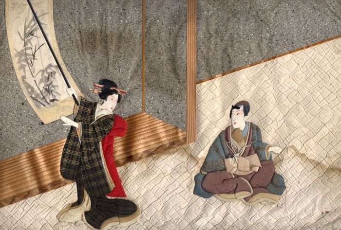 Early 20th Century Mixed Media - Japanese Collage - Kabuki Actors