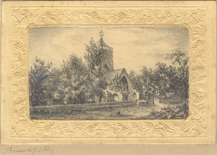Small Early 19th Century Graphite Drawing - Beauchief Abbey, Sheffield