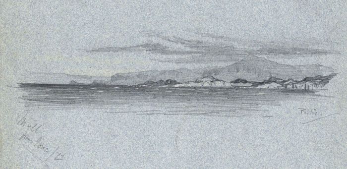 Robert Gibb RSA - Late 19th Century Graphite Drawing, Mull from Iona