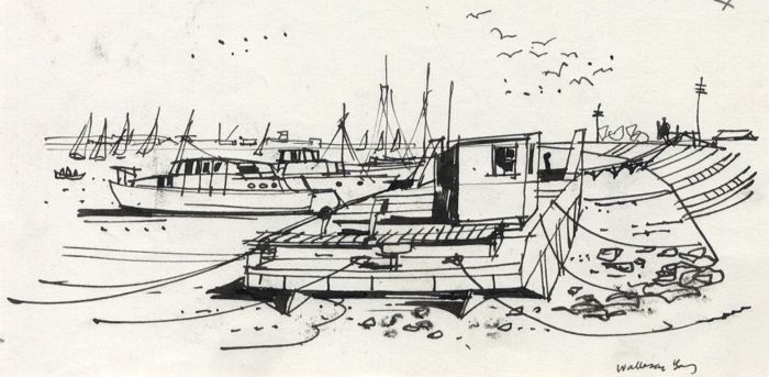 Paul Sharp - Mid 20th Century Pen and Ink Drawing, Wallasey Bay