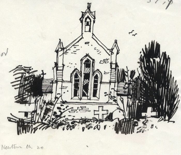 Paul Sharp - Mid 20th Century Pen and Ink Drawing, Newton Church
