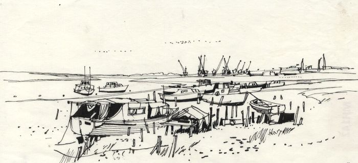Paul Sharp - Mid 20th Century Pen and Ink Drawing, Milton Creek