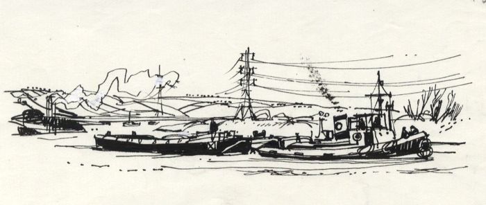 Paul Sharp - Mid 20th Century Pen and Ink Drawing, River Medway, Wouldham