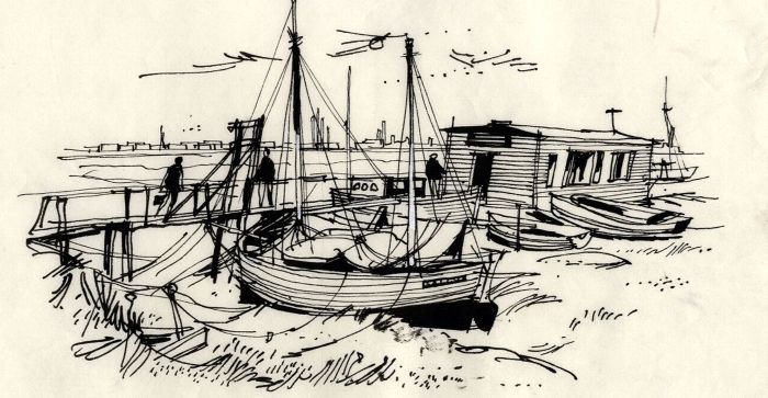 Paul Sharp - Mid 20th Century Pen and Ink Drawing, South Benfleet