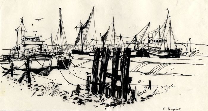 Paul Sharp - Mid 20th Century Pen and Ink Drawing, South Benfleet