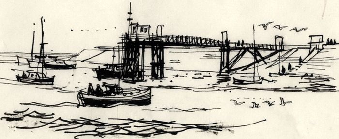 Paul Sharp - Mid 20th Century Pen and Ink Drawing, The Jetty