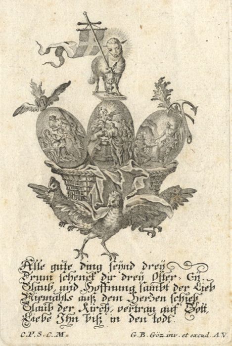 18th Century Aquatint - Bookplate Illustration, All Good Things Come in Threes