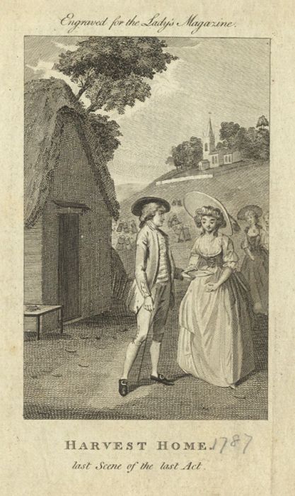 1787 Engraving - Lady's Magazine - Harvest Home