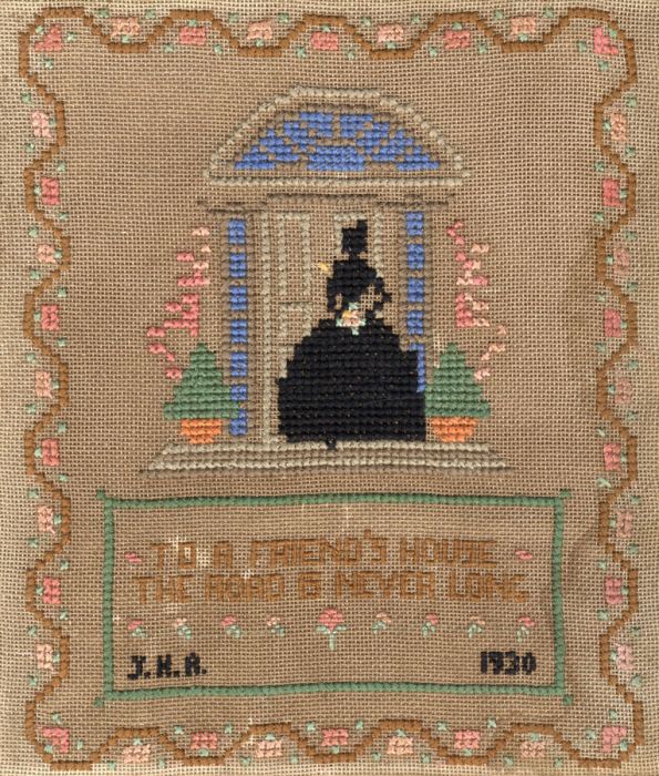 Monogram J.H.A. - 1930 Embroidery, "To a Friend's House the Road is Never Long"