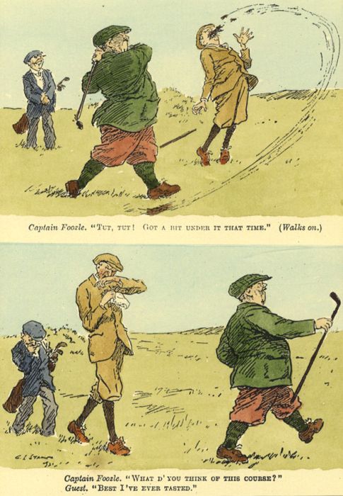 Early 20th Century Lithograph - Golfing Cartoon