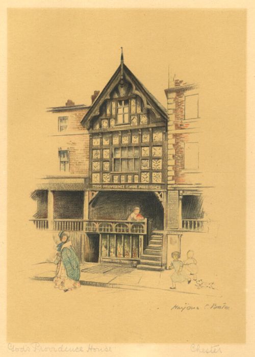 Marjorie C. Bates - Early 20th Century Lithograph, Gods Providence House Chester