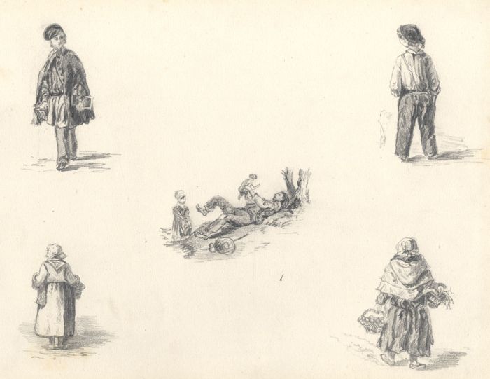 Mid 19th Century Graphite Drawing - Sheet of Studies