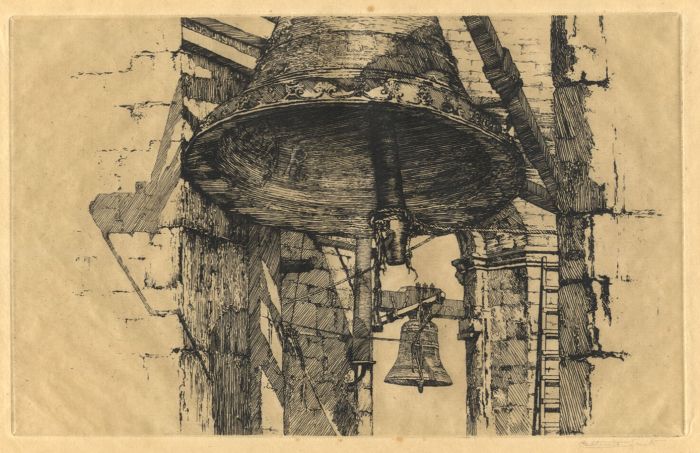 Catherine Smith - Early 20th Century Etching, The Bells of Pisa's Leaning Tower