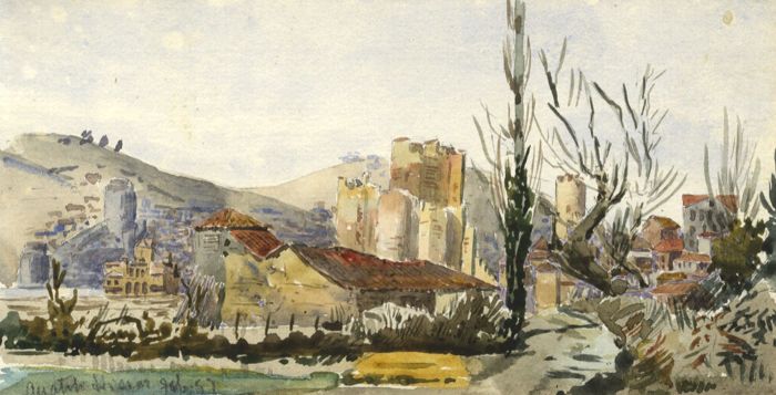 Sir John Warre Slade - 1897 Watercolour, Town View
