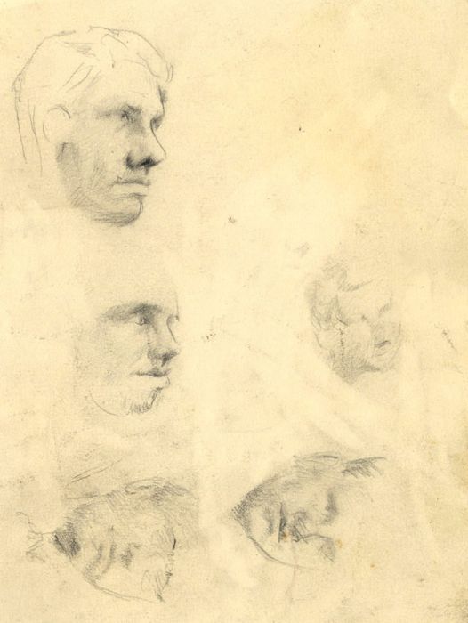 Victor Hume Moody R.B.S.A. - Mid 20th Century Graphite Drawing, Head Studies