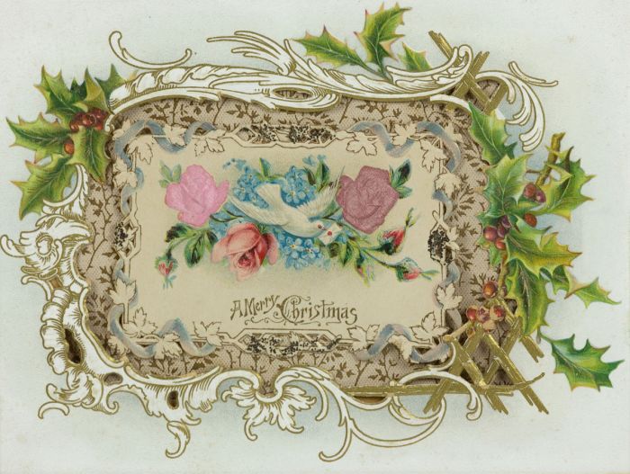 19th Century Engraving - Cut Paper Christmas Card