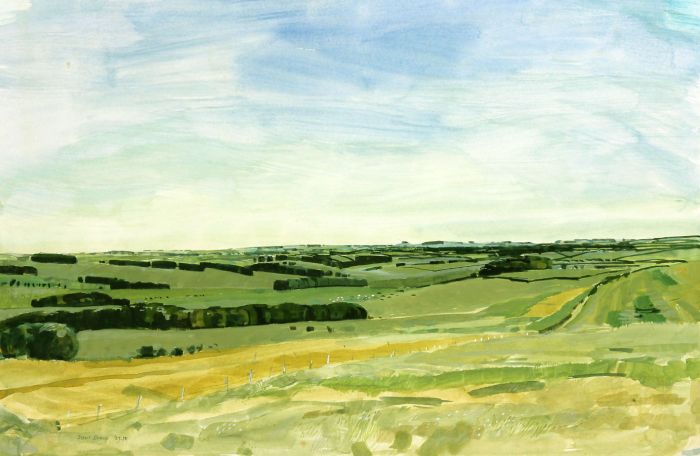 Paul Sharp - 1985 Gouache, View South from Ridgeway, Berkshire