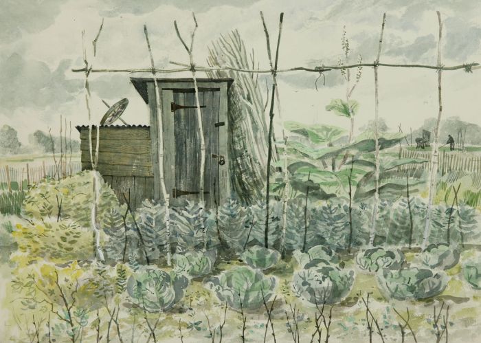 Paul Sharp - Mid 20th Century Watercolour, Garden Shed, Allotments, Farnham