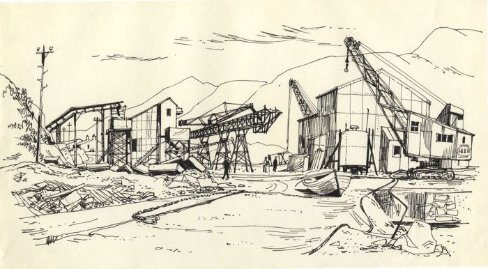 Paul Sharp - Mid 20th Century Pen and Ink Drawing, Construction Site