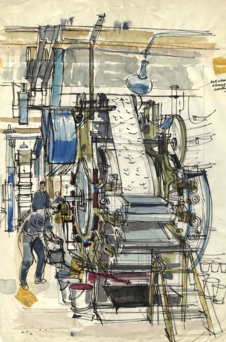 Paul Sharp - Mid 20th Century Pen and Ink Drawing, Industrial Press