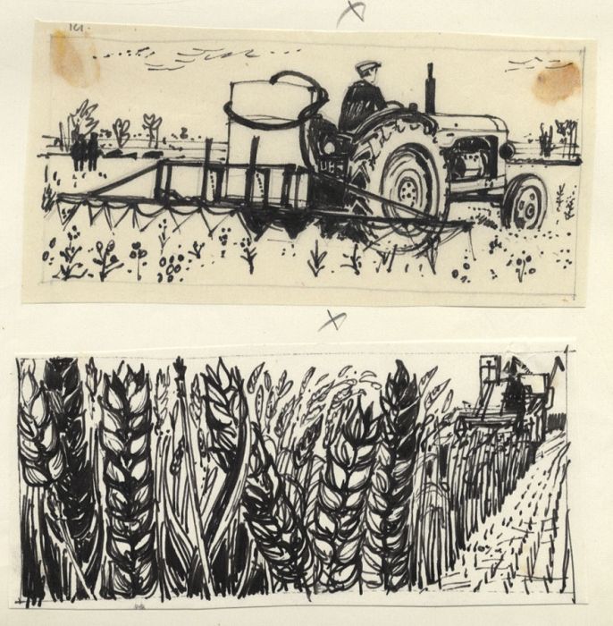 Paul Sharp - Mid 20th Century Pen and Ink Drawing, Agricultural Vignettes