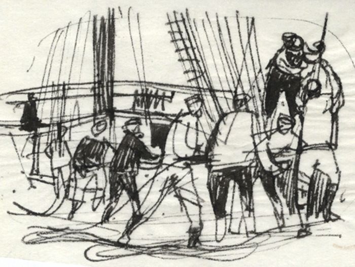 Paul Sharp - Mid 20th Century Pen and Ink Drawing, Heave-ho