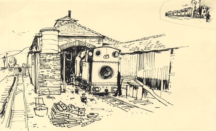Paul Sharp - Mid 20th Century Pen and Ink Drawing, Polishing up Edward Thomas