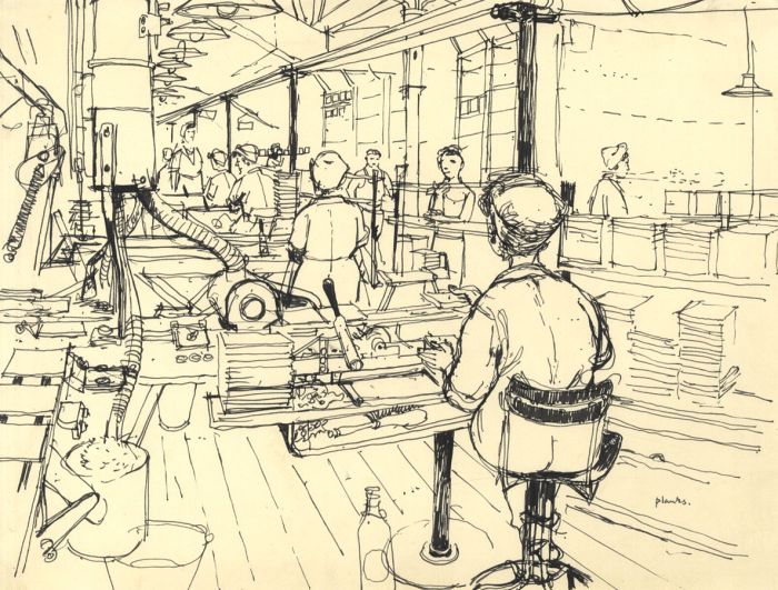 Paul Sharp - Mid 20th Century Pen and Ink Drawing, Workshop