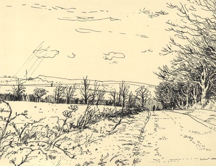 Paul Sharp - Mid 20th Century Pen and Ink Drawing, Landscape with Path