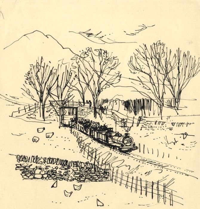 Paul Sharp - Mid 20th Century Pen and Ink Drawing, Tallylyn Railway