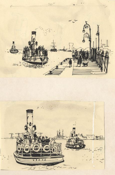 Paul Sharp - Mid 20th Century Pen and Ink Drawing, Venus, Passenger Ferry