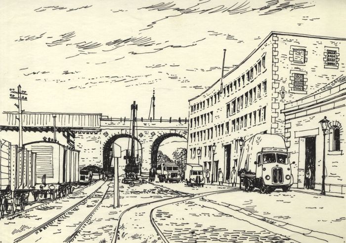 Paul Sharp - Mid 20th Century Pen and Ink Drawing, Industrial Yard