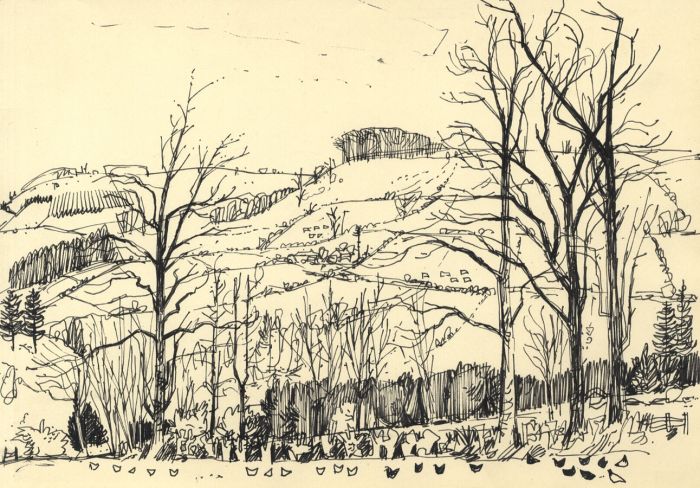 Paul Sharp - Mid 20th Century Pen and Ink Drawing, Landscape