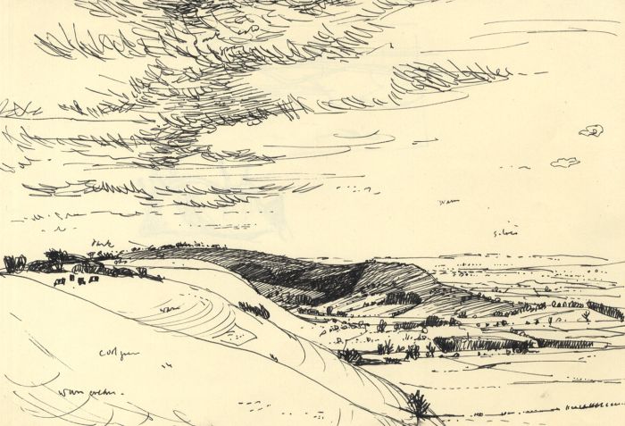 Paul Sharp - Mid 20th Century Pen and Ink Drawing, Along Wansdyke, Somerset