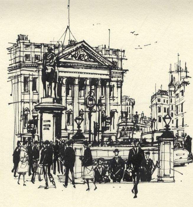 Paul Sharp - Mid 20th Century Pen and Ink Drawing, Bank of England, London