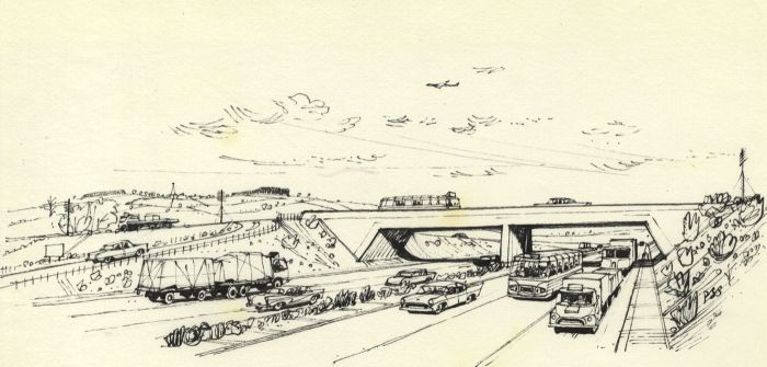 Paul Sharp - Mid 20th Century Pen and Ink Drawing, Motorway
