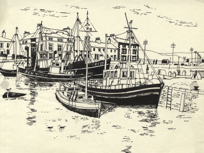 Paul Sharp - Mid 20th Century Pen and Ink Drawing, Glasson Dock, Lancaster