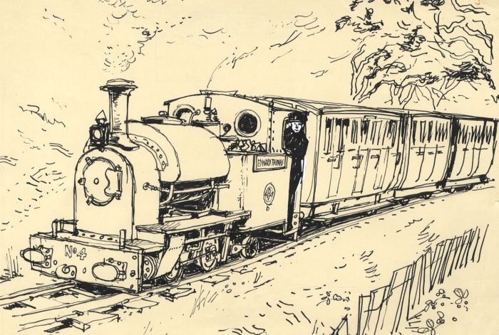 Paul Sharp - Mid 20th Century Pen and Ink Drawing, The Edward Thomas Train