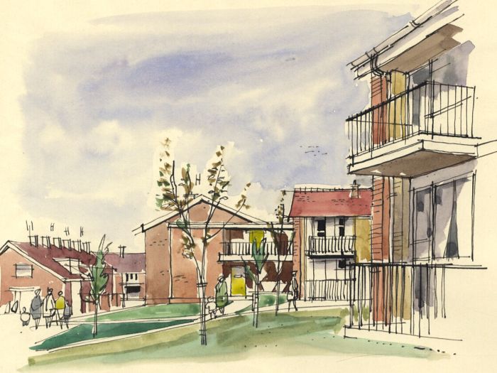 Paul Sharp - Mid 20th Century Pen and Ink Drawing, Gadebridge Corner Flats