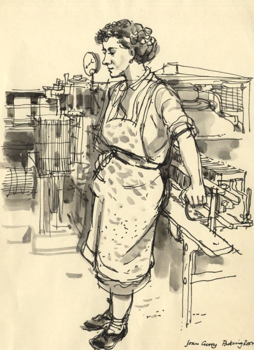 Paul Sharp - Mid 20th Century Pen and Ink Drawing, Portrait of Joan Curry
